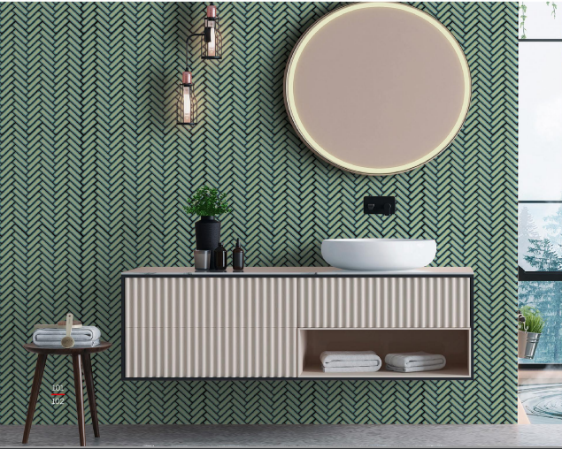 Lime Herringbone