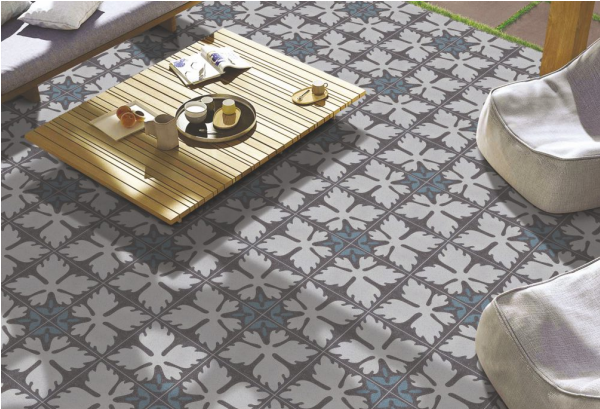 Leaf motif blue
